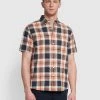 Farah Farah Mainline Stewart Short Sleeve Check Shirt In True Navy