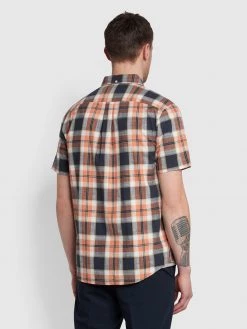 Farah Farah Mainline Stewart Short Sleeve Check Shirt In True Navy