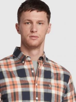 Farah Farah Mainline Stewart Short Sleeve Check Shirt In True Navy