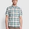 Farah Stewart Short Sleeve Check Shirt In Quarry Blue Farah Mainline