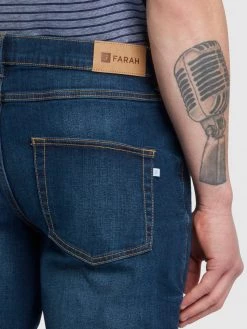 Farah Lawson Regular Fit Stretch Jeans In Mid Denim Farah Mainline