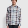 Farah Shirts Austin Casual Fit Check Organic Cotton Shirt In Cream 1 Farah Shirts Austin Casual Fit Check Organic Cotton Shirt In Cream