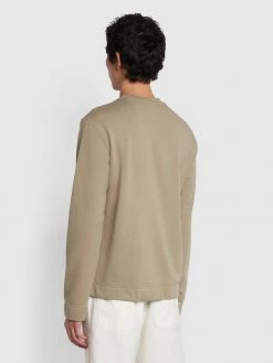 Farah Cave Organic Cotton Crew Neck Sweatshirt In Smoky Brown Jeans