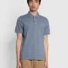 Farah NEW IN Blanes Slim Fit Organic Cotton Polo Shirt In Battleship Blue Marl 1 Farah NEW IN Blanes Slim Fit Organic Cotton Polo Shirt In Battleship Blue Marl