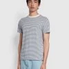 Farah Daytona Regular Fit Striped Organic Cotton T-Shirt In Battleship Blue