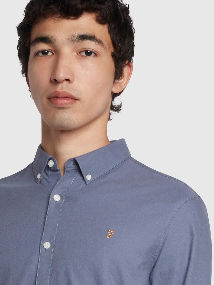 Farah Brewer Slim Fit Organic Cotton Oxford Shirt In Battleship Blue NEW IN 4 Farah Brewer Slim Fit Organic Cotton Oxford Shirt In Battleship Blue NEW IN