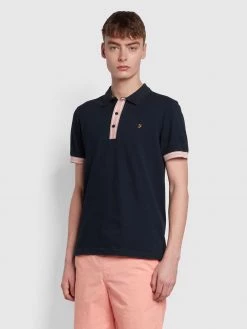 Farah Avalon Slim Fit Organic Cotton Polo Shirt In True Navy CLOTHING