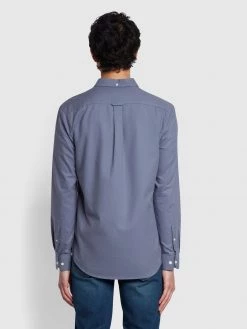 Farah Brewer Slim Fit Organic Cotton Oxford Shirt In Battleship Blue NEW IN 8 Farah Brewer Slim Fit Organic Cotton Oxford Shirt In Battleship Blue NEW IN