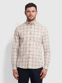 Farah Lewis Check Shirt In Blush Farah Mainline