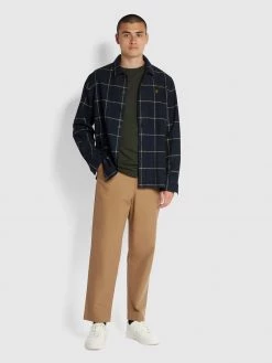 Farah Worthington Slim Fit Long Sleeve Organic Cotton T-Shirt In Evergreen