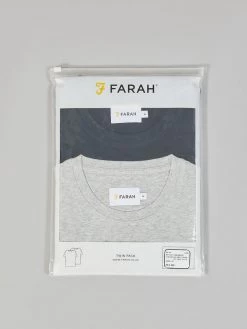 Farah CLOTHING Farris Slim Fit Twin Pack Organic Cotton T-Shirt In Grey Marl / True Navy