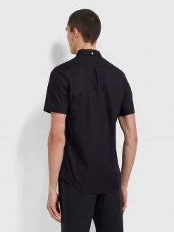 Farah Brewer Slim Fit Short Sleeve Organic Cotton Oxford Shirt In Navy CLOTHING 9 Farah Brewer Slim Fit Short Sleeve Organic Cotton Oxford Shirt In Navy CLOTHING