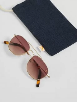 Farah Square Aviator Sunglasses In Gold