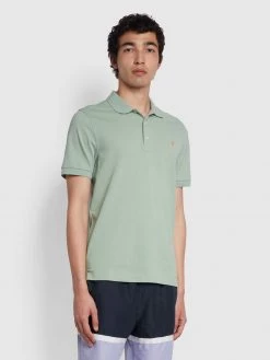 Cheap Farah Store 8 Farah Blanes Slim Fit Organic Cotton Polo Shirt In Summer Green NEW IN