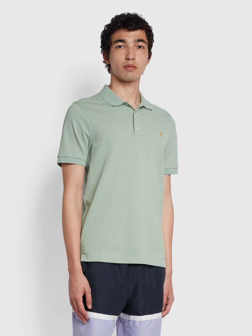 Farah Blanes Slim Fit Organic Cotton Polo Shirt In Summer Green NEW IN 3 Farah Blanes Slim Fit Organic Cotton Polo Shirt In Summer Green NEW IN