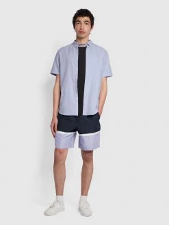 Farah NEW IN Brewer Slim Fit Short Sleeve Organic Cotton Oxford Shirt In Dusty Lilac