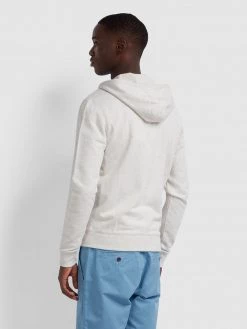 Farah Kyle Cotton Zip Through Hoodie In Chalk Marl