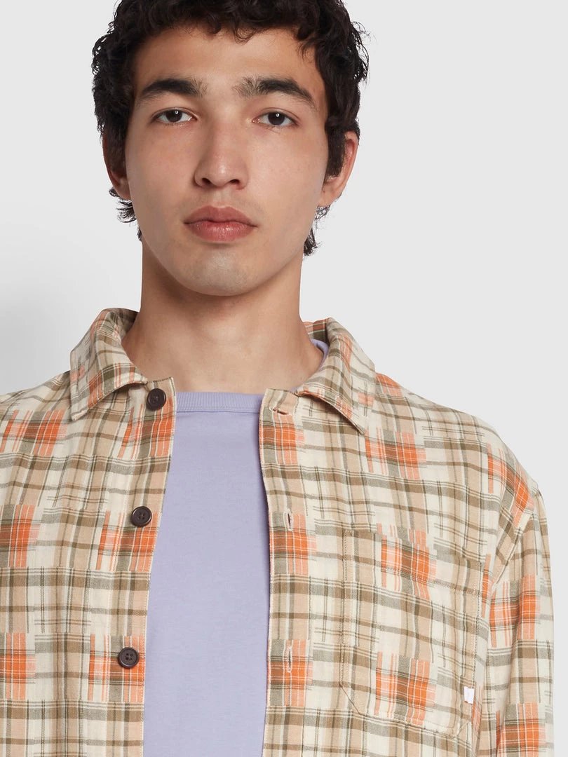 NEW IN Maverick Relaxed Fit Organic Cotton Check Shacket In Farah Orange 5 NEW IN Maverick Relaxed Fit Organic Cotton Check Shacket In Farah Orange