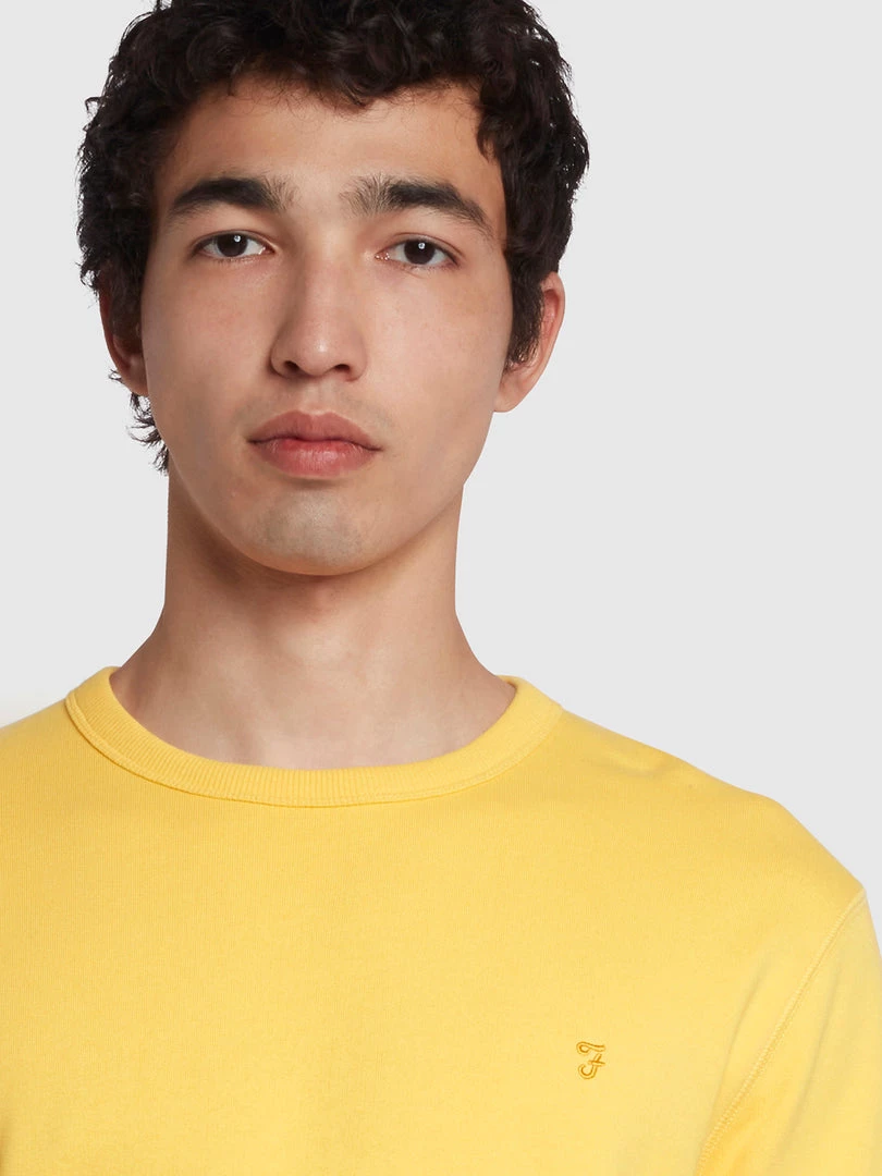 Farah NEW IN Tim Organic Cotton Crew Neck Sweatshirt In Pyramid Yellow 6 Farah NEW IN Tim Organic Cotton Crew Neck Sweatshirt In Pyramid Yellow