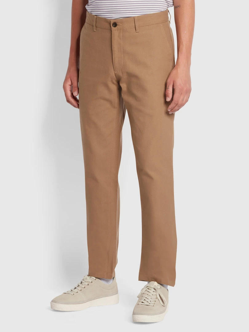 Farah Trousers And Chinos Elm Regular Fit Cotton Hopsack Trousers In Beige 3 Farah Trousers And Chinos Elm Regular Fit Cotton Hopsack Trousers In Beige