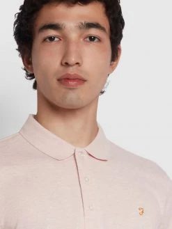 Farah NEW IN Blanes Slim Fit Organic Cotton Polo Shirt In Corinthian Pink Marl 9 Farah NEW IN Blanes Slim Fit Organic Cotton Polo Shirt In Corinthian Pink Marl