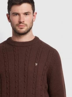 Farah Winston Crew Neck Jumper In Archive Burgundy