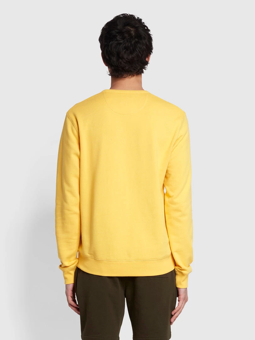 Farah NEW IN Tim Organic Cotton Crew Neck Sweatshirt In Pyramid Yellow 4 Farah NEW IN Tim Organic Cotton Crew Neck Sweatshirt In Pyramid Yellow