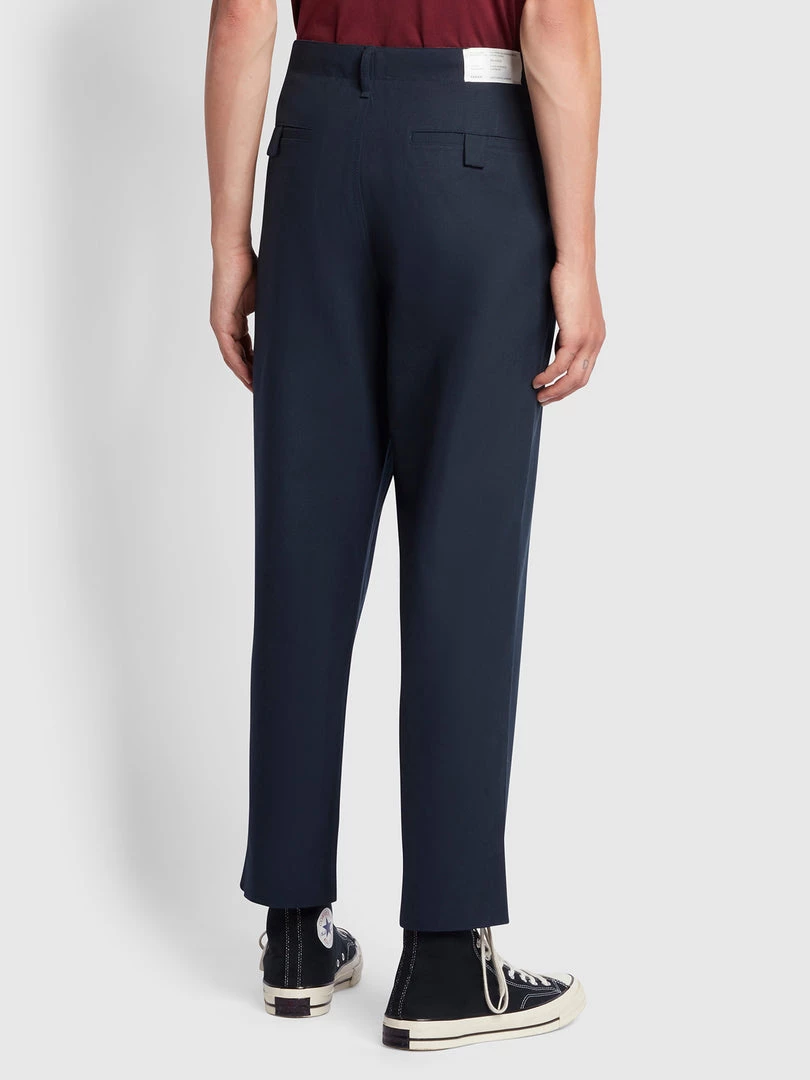 Farah Hawtin Relaxed Fit Hopsack Cropped Trousers In True Navy 6 Farah Hawtin Relaxed Fit Hopsack Cropped Trousers In True Navy