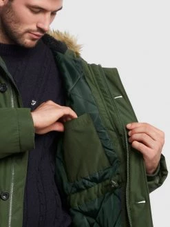Farah Ellwood Parka In Dark Olive Farah Mainline