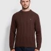Farah Winston Crew Neck Jumper In Archive Burgundy