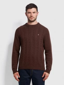 Farah Winston Crew Neck Jumper In Archive Burgundy
