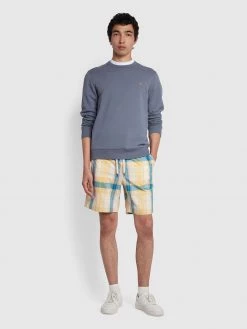 Farah Trehurst Twill Check Shorts In Cream
