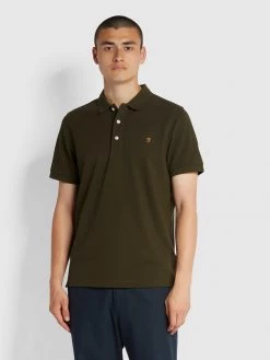 Farah Blanes Slim Fit Organic Cotton Polo Shirt In Evergreen