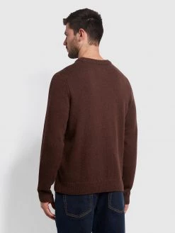 Farah Winston Crew Neck Jumper In Archive Burgundy