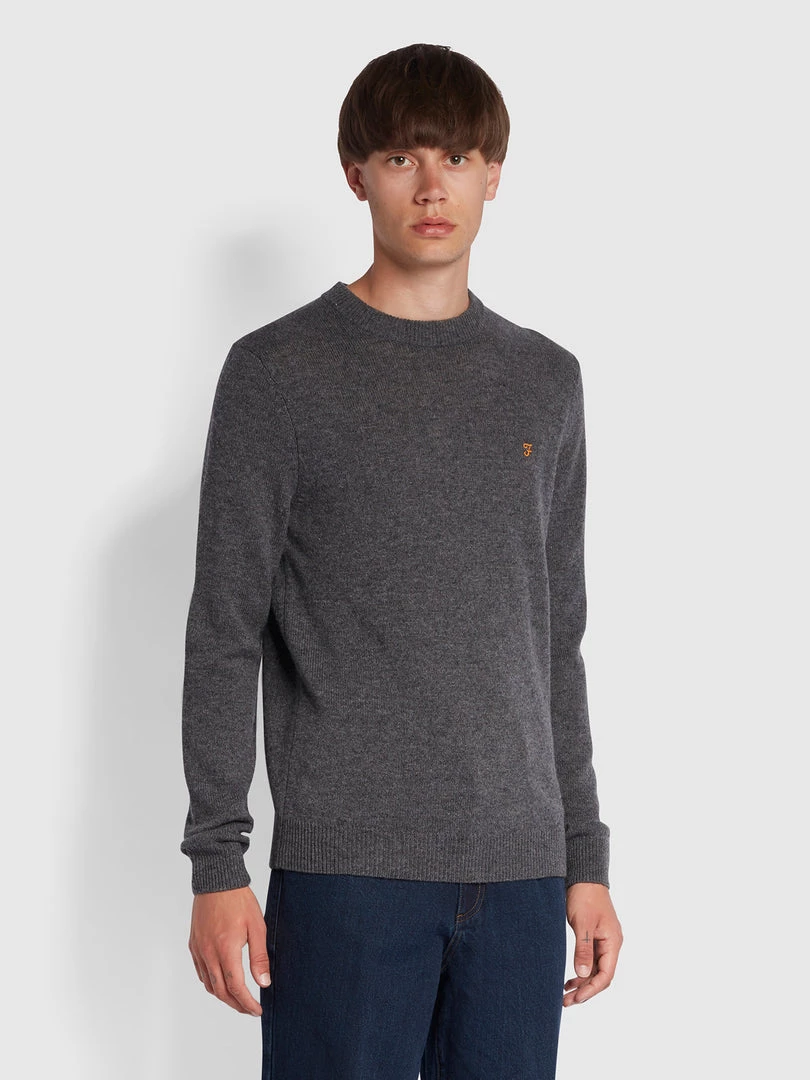CLOTHING Birchall Crew Neck Lambswool Jumper In Farah Grey Marl 3 CLOTHING Birchall Crew Neck Lambswool Jumper In Farah Grey Marl