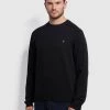 Farah Stern Cotton Crew Jumper In Black