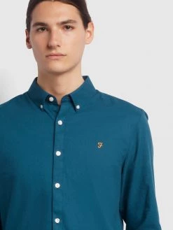 Farah CLOTHING Brewer Slim Fit Organic Cotton Oxford Shirt In Atlantic 8 Farah CLOTHING Brewer Slim Fit Organic Cotton Oxford Shirt In Atlantic