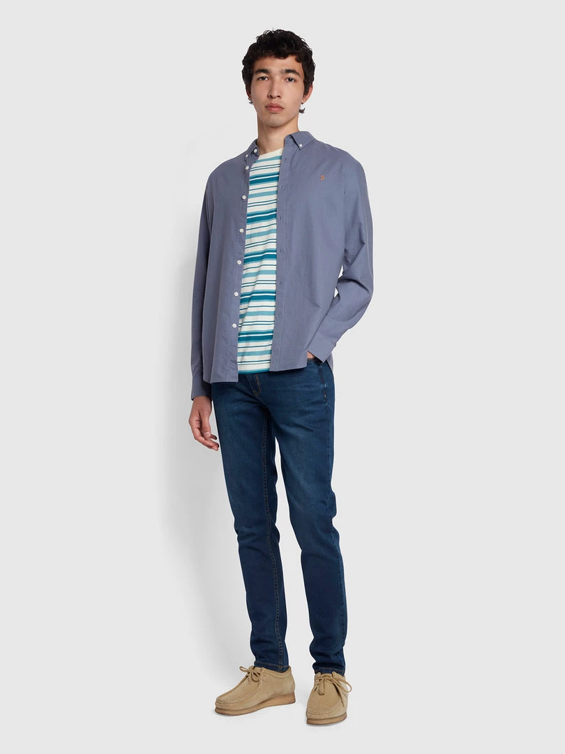 Farah Brewer Slim Fit Organic Cotton Oxford Shirt In Battleship Blue NEW IN 3 Farah Brewer Slim Fit Organic Cotton Oxford Shirt In Battleship Blue NEW IN