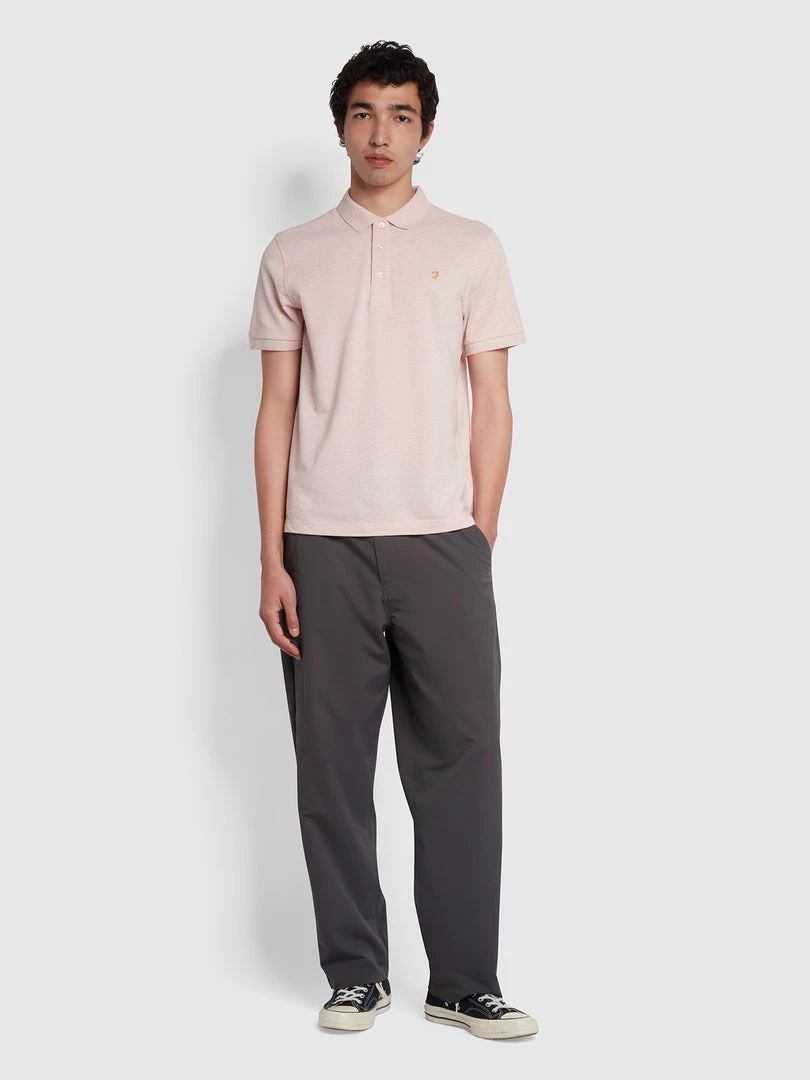 Farah NEW IN Blanes Slim Fit Organic Cotton Polo Shirt In Corinthian Pink Marl 5 Farah NEW IN Blanes Slim Fit Organic Cotton Polo Shirt In Corinthian Pink Marl