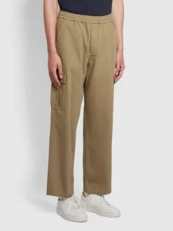 Farah Greenport Regular Fit Twill Cargo Trousers In Beige