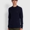 Farah Birchall Crew Neck Lambswool Jumper In True Navy Jeans