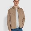 Farah Rockfield Relaxed Fit Organic Cotton Shacket In Smoky Brown CLOTHING