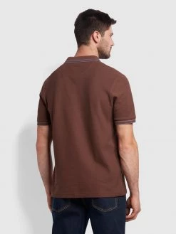 Farah Farah Mainline Honeycomb Polo Shirt In Archive Burgundy