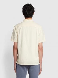 Farah Cresswell Casual Fit Short Sleeve Organic Cotton Shirt In Cream