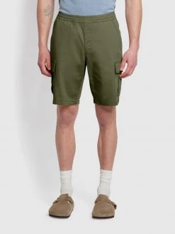 Farah Farah Mainline Crane Twill Cargo Drawstring Shorts In Vintage Green