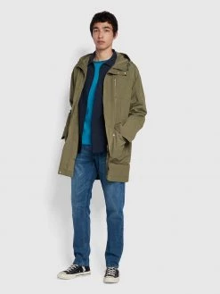 Farah Worthy Hooded Coat In Vintage Green