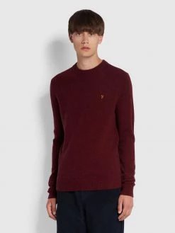 Cheap Farah Store 32 Birchall Crew Neck Lambs Wool Jumper In Farah Red