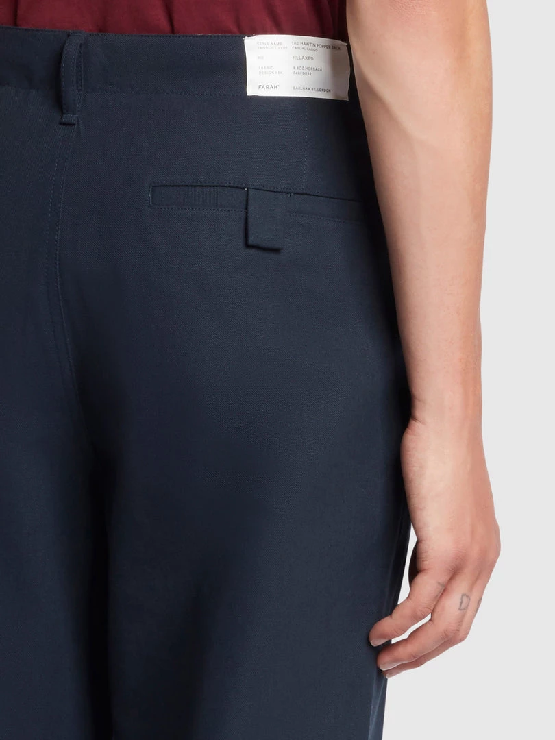 Farah Hawtin Relaxed Fit Hopsack Cropped Trousers In True Navy 5 Farah Hawtin Relaxed Fit Hopsack Cropped Trousers In True Navy