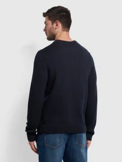 Farah Winston Crew Neck Jumper In True Navy Farah Mainline