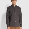 Brewer Slim Fit Organic Cotton Oxford Shirt In Farah Grey